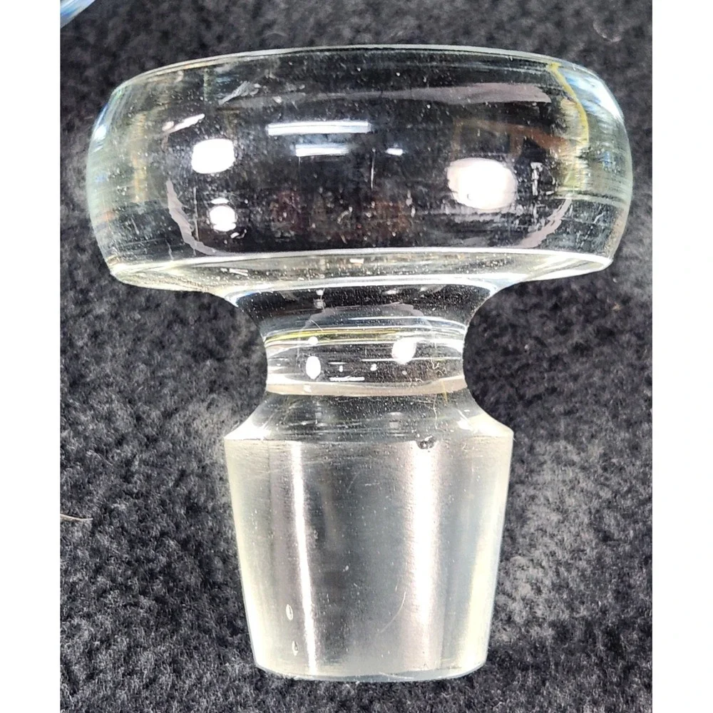 Vtg Danish Design Glass Decanter W/ Stopper Etched Floral Clear Made in Romania
